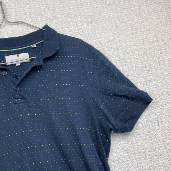 Larsson & Co Stockholm Men’s Polo Shirt Size M Blue / Yellow Polka Dot Collared - Picture 4 of 16